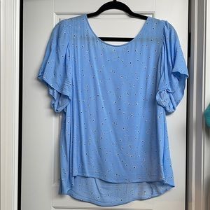Blue top with small daises